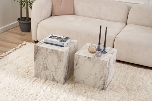 Mesa lateral de melamina efecto mármol Hanah Home Freesia Marble auxiliar 5