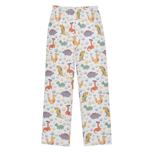 ZZXXB Dinosaur and Grass Boys Long Pants Soft Trousers Elastic Waist Kids Lounge Bottoms with Pockets S-XL