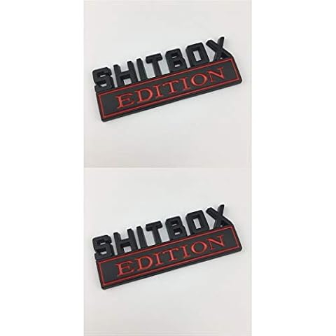 2pcs SHITBOX EDITION EMBLEM 3D Fender Badge Decal Car Truck Replacement for F150 F250 F350 1500 2500 Chevrolet C10 C15 Fits for GM Chevy Silverado Universal Car Truck Shitbox Sticker (Black Red) Cover