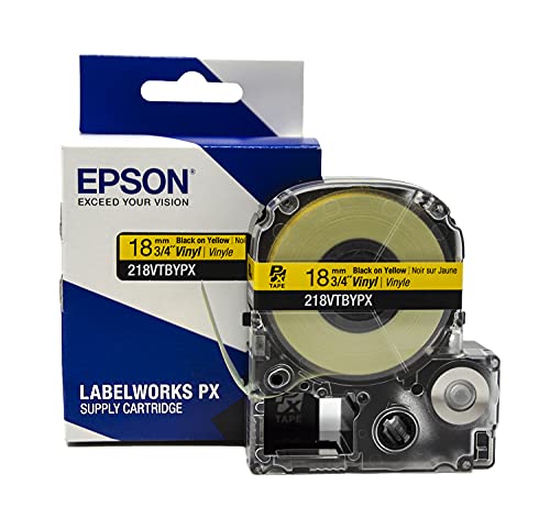 Epson LABELWORKS 218VTBYPX Vinyl Tape - Black on Yellow - 3/4" (18mm)