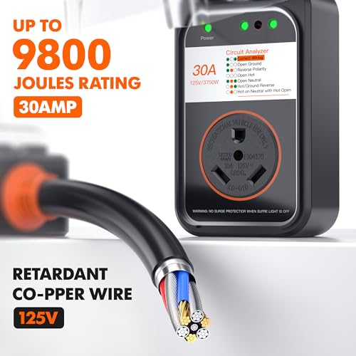 Zealbon Rv Surge Protector 30 Amp Waterproof,9800 Joules Upgraded Rv Circuit Analyzer With Waterproof Cover thumb #1