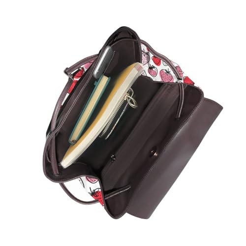 Strawberry Leaves Microfiber PU Leather Backpack Lightweight Daypack Bag for Travel Business Commute Gym4