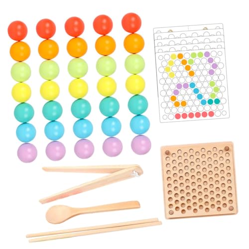 LIOOBO 知育 木製ビーズかみゲーム 手指運動促進 色彩認識 幼児向け耐久性おもちゃ 指先訓練用 誕生日プレゼントに