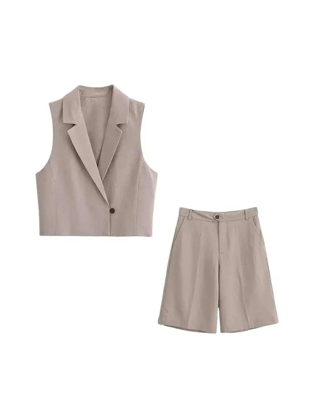 Damen Bermuda-Shorts mit überkreuzter Weste und mittlerer Taille, zweiteiliges Set