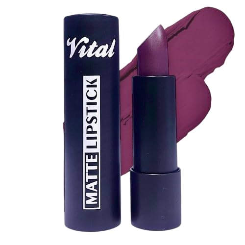 Vital Horizon Matte Lipstick - 27 Rich Shades - Long-Lasting, Waterproof, Non-Drying Formula (Plum Pout)