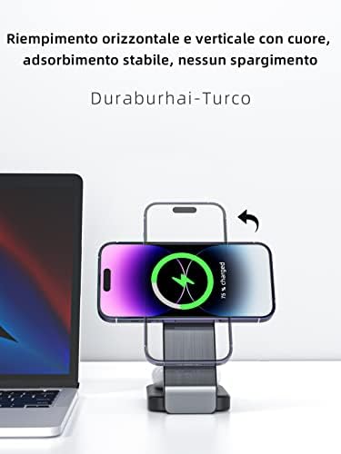 Bezprzewodowa ładowarka Mag-safe, składana bezprzewodowa stacja ładująca 3 w 1, kompatybilna z iPhone 14/13/12/11 Pro Max, bezprzewodowa ładowarka do Apple Watch 8/7/SE/6/5/4/3/2, Air Pods