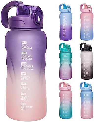 DEARRAY 2 Litre Sports Motivational Water Bottle with Straw and Time Marks, Drinking Bottle for Fitness, Gym, Yoga, Hiking