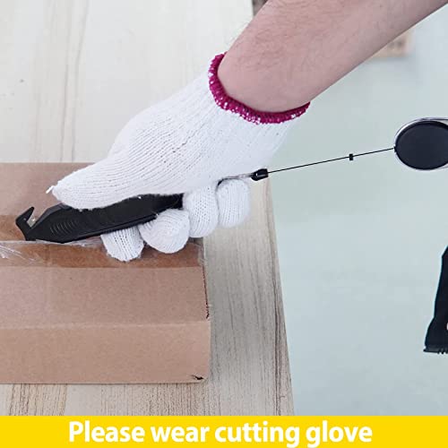 Manufore 5 Pack Safety Knife Package Box Opener Film Cutter With 2 Retractable Key Chain For Shrink Wrap, Stretch Wrap, Tape, And Plastic Straps #TOP3