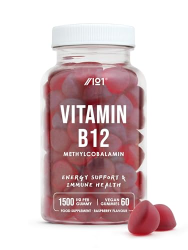 Vitamin B12 Gummies 1 500mcg (per Gummy) - High Strength Methylcobalamin Supplement - Raspberry Flavour - 60 Vegan Gummies by Alpha01