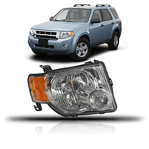 JX Racing*Accessories*Performance Headlights Headlamps Compatible with 2008 2009 2010 2011 2012 Ford Escape Chrome Housing Amber Corner Passenger Side RH