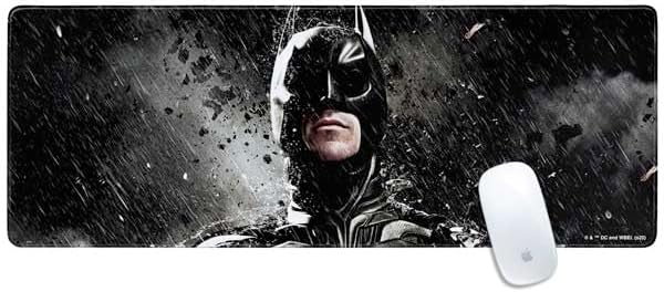 Skinit Extra Large Gaming Mouse Pad - Officially Licensed Batman Dark Knight Rises Design with Stitched Edges, Waterproof, Non-Slip Rubber Base, Desk Mat for Keyboard & Mouse, 35.75" x 15.4" inches