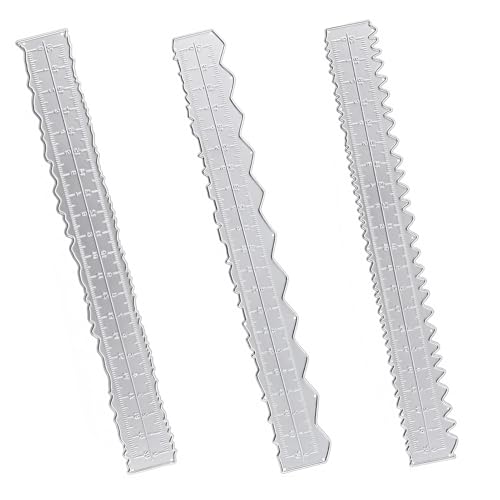 3 Stück Lineal mit Unregelmäßigen Kanten, Abreißlineal, Metall Papier Reiß Lineal mit Gezackter Kante für Schule Büro Zeichnen Basteln Karten