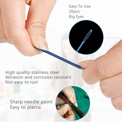 HOTUT 20 PCS Large Bent Needles, Big Eye Embroidery & Darning Needles for Knitting Crochet, Quilting, Weaving Crafts - Image 3