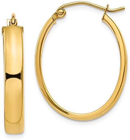 14k Solid Gold Lightweight Oval Hoop Earrings - 1711A