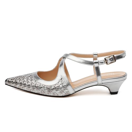 Women's Slingback Kitten Heels Closed Pointed Toe Pumps Low Heels for Women Wedding Party Dress Shoes 1.4inch2