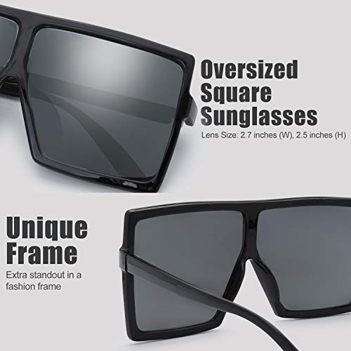 Image of The Fresh Large Oversized Fashion Square Flat Top Sunglasses - Exquisite Packaging