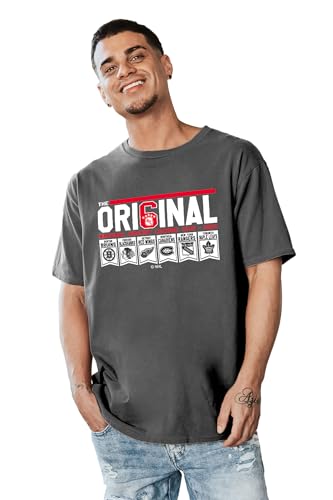 Camiseta NHL Original Six Flags negra de manga corta, ropa de hockey americana casual para hombre