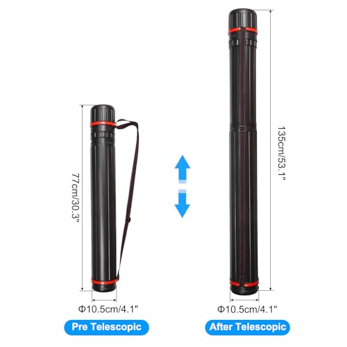 Image of PATIKIL Extendable Poster Tubes, Expand from 30.3 inch to 53.1 inch with Strap, Art Document Storage Carry Tubes for Blueprints Drawings Artwork, Black