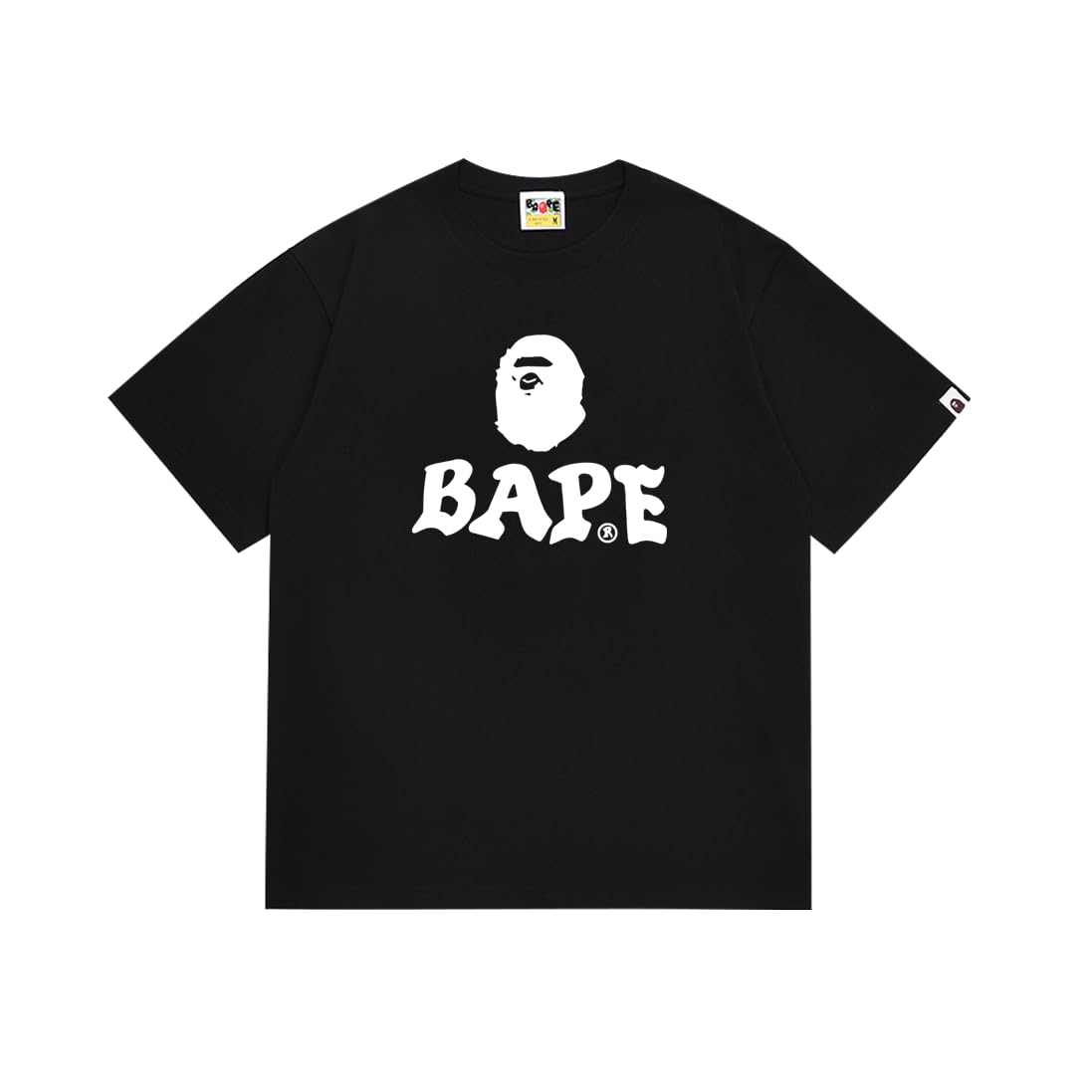 メンズ&ユニセックス B_APE風 フローラルTシャツ 綿100% 吸汗速乾 ストリート Black SC135