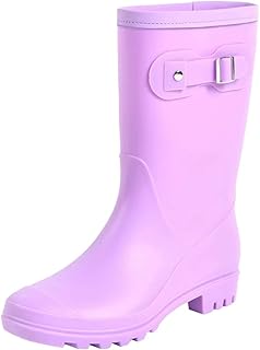 Fubotao Women's Mid Calf Rain Boots Waterproof Fashion Garden Shoes Anti-slipping Rainboots For Women Comfortable Insole L...