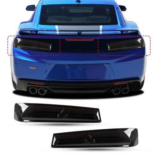 JeCar Smoked Black Tail Light Covers for Chevrolet Camaro Rear Light Guards Trim Accessories 2016-2018 Camaro LS/LT/RS/ZL1/SS
