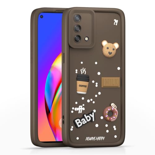 Image of Bintage Cute Fun Ball | Taddy Cartoon 3D Smiley Coffee Cup | Milk Donut | Full Camera Protection Back Cover Compatible for Oppo CPH2223 / Oppo F19s - Brown