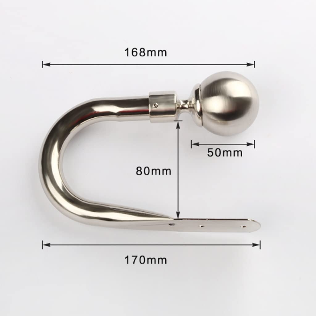Round Rideau patères, Rideaux de Luxe en Forme de U embrasses, décoration métal brossé Rideau Tieback Crochets, 2PCS