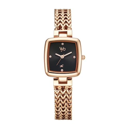 Fastrack Vyb Showstopper Quartz Analog Black Dial Rose Gold Chain Bracelet Strap Watch for Women-FV60042WM01W (B0DDKDQ993) Amazon Price History, Amazon Price Tracker