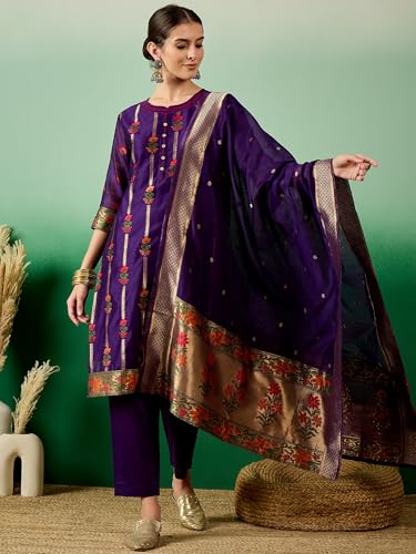 Image of arriva fab Women's Embroidery Kurta Set With Duppata
