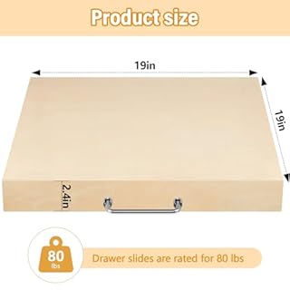 Memorywuu 19" Wide Big Printer Pull out Tray Pull out Drawers with Sliding Rails Screws Slide out Shelf Wood Slide out Tray Cabinet Organizer for Office Desk Sliding Storage, Hold up 80 Lbs