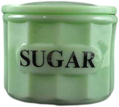 G3370JSU Jadeite Green Glass Panel Pattern Container Canister with Lid - Sugar