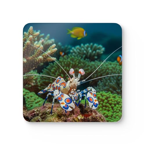 Harlequin Shrimp Coasters &ndash; Premium Set of 4 for Indo-Pacific Reef Enthusiasts