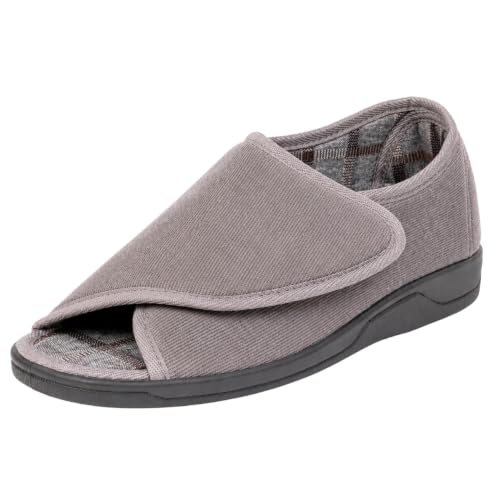 Image of Diabetic Open Toe Slippers, Extra Wide Adjustable House Shoes