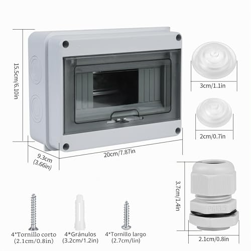 Miniatura 2 de De Distribución Estanca Exterior Electrónica Ip65, Caja Cuadro Electrico De Superficie, Caja De Fusibles Eléctrica De Plástico Abs Para Empotrar Jardín, Interior, Exterior 8 Vías