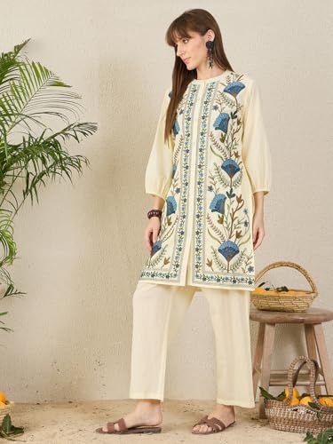 Image of INDO ERA Women's Catton Ethnic Co-Ord Set | Kurta Pant Set | Kurta Palazzo Set | Stylish Cotton Suit Set for Women,11947 | Co Ord Set For Women Stylish |