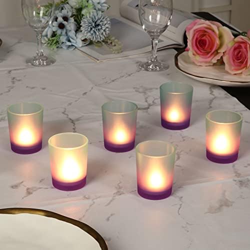 Hommdiy Glass Candle Holder Tea Light Holder Set of 12 Gradient Colorful Votive Candle Holders 2.5 for Table Home Restaurant Party Birthday Decor (Blue-Purple)