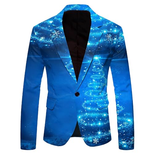 Christmas Corduroy Blazer - Big & Tall Blue Suit Jacket for Men - Cheap & Stylish Solid Plaid Sports Slim Fit Tuxedo Jacket with Tails