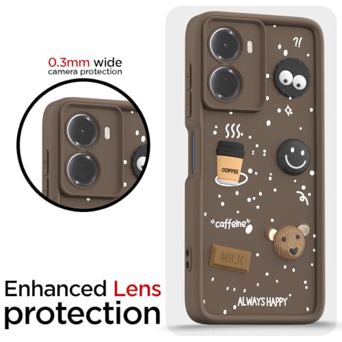 Image of Pikkme Back Cover for Redmi 15A 5G | 3D Bear Silicone Cute & Fun Coffee Cartoon | Full Body Protection Bumper Case (Brown)