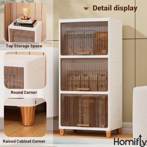 Image of HOMIFLY 4 Tier Foldable Plastic Cloth Rack for Storage /Kitchen Cupboard /Versatile & Sturdy Wardrobe for Clothes /Storage Organizer /Closet for Bedroom /Living Room /Laundry Room /Study(Transparent)