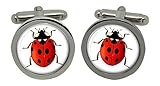 Finition émail Coccinelle Boutons de manchette dans une boîte cadeau