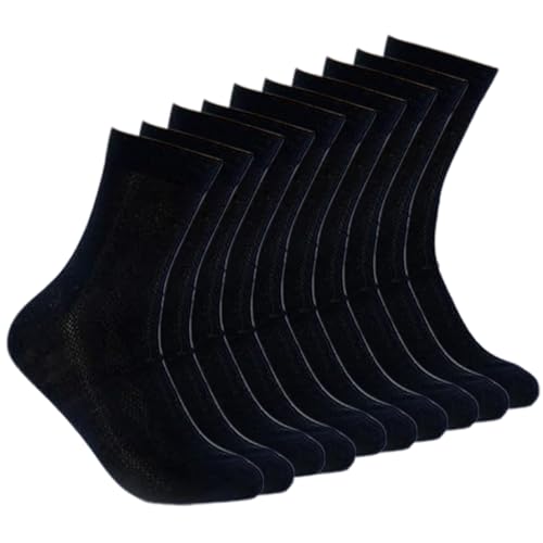 5 pares de calcetines de lino para hombres, calcetines de lino elásticos transpirables, hombre ligero anti-sudor de malla, de secado rápido, de secado rápido para salidas casuales, entrenamiento, sen