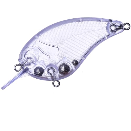 20PCS Unpainted Blanks Bait 2.76in / 0.26oz Floating Square Bill Flat Side Body Rattles Crankbait Artificial Fishing Lure