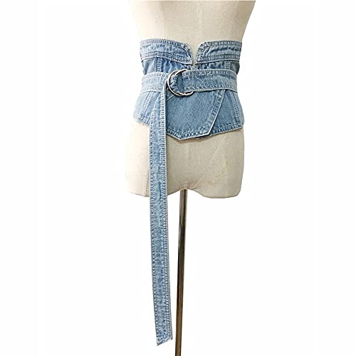 Tong Gu Women Denim Corset Belts Waist Belt Wide Waistband Buckle for Punk Harajuku Rock4