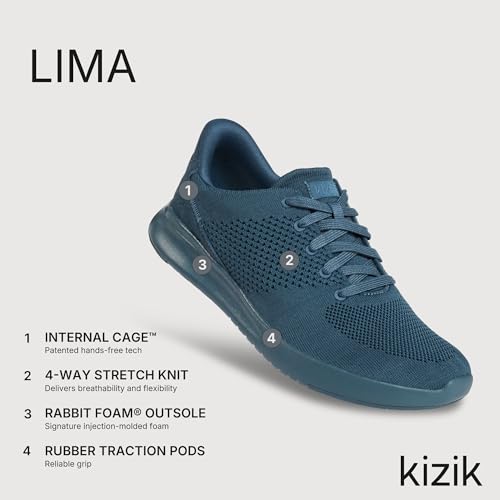 Image of Kizik Slip On Sneakers: Lima - Comfortable All-Day Wear, Hands Free Convenience, Breathable Knit Top, Mens & Womens Walking Shoes with Arch Support