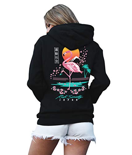 Amazon.com: Riot Society Flamingo Blossom Womens Hoodie - Black