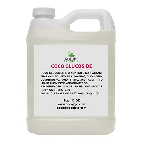 COCOJOJO - Coco Glucoside Surfactant 32 oz - Natural Foaming Cleanser - Plant Derived - Biodegradable - For Formulations and DIY Skin Care - For Shower Gels, Body Soap, Shampoos, Face Cleansers