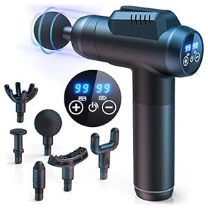 Massagepistole mit 99 Geschwindigkeiten & 6 Köpfen, Leises Muskel Percussion Massagegerät mit LED Anzeige, Für Rücken, Schulter & Körper, Elektrische Massage Gun - Geschenk für Männer/Frauen