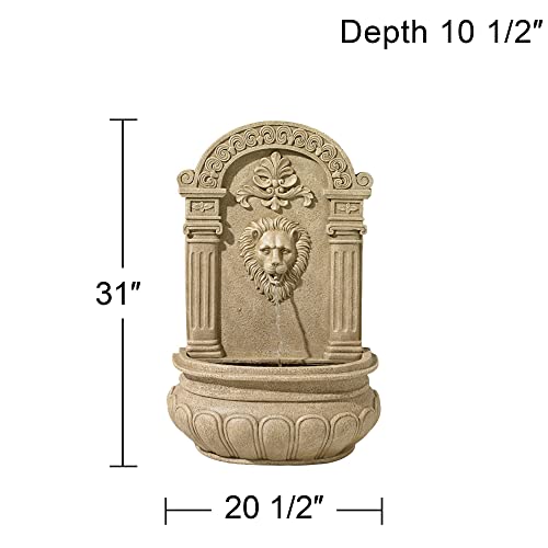 Lion Face Rustic Outdoor Wall Water Fountain Sandstone 31" For Yard Garden Patio Backyard Deck Home Lawn Porch House Exterior Balcony - John Timberland #TOP5