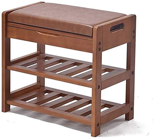 Banco de zapatos zapatero de madera con cojín para recibidor