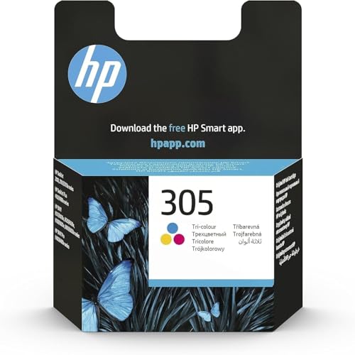 HP 305, 3YM60AE, Cartouche d'encre Original Tricolor, Compatible avec Les imprimantes Jet d'encre HP DeskJet 2700, 2730, 4100, 4134, Envy série 6020, 6030, 6420, 6430, Cyan, magenta et jaune